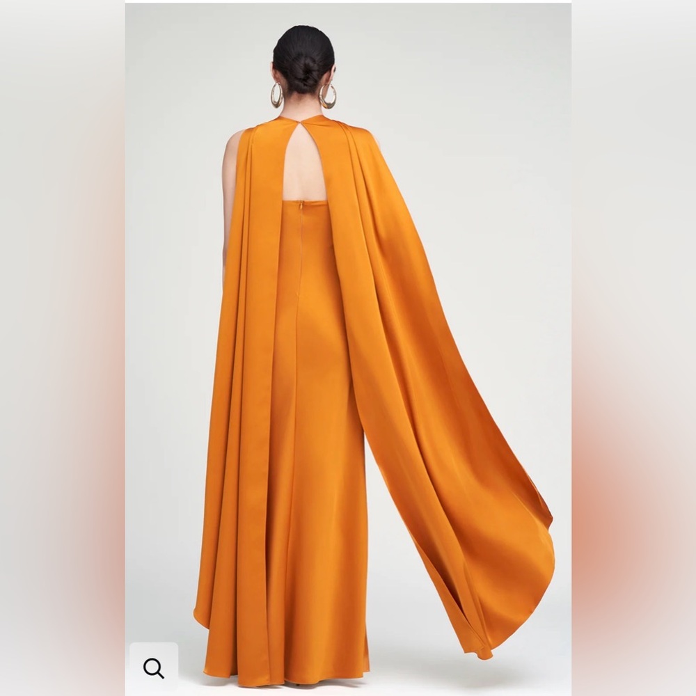 NEW Halston Heritage Satin Reta Cape Maxi Dress Gown Sz 2 - Picture 10 of 11
